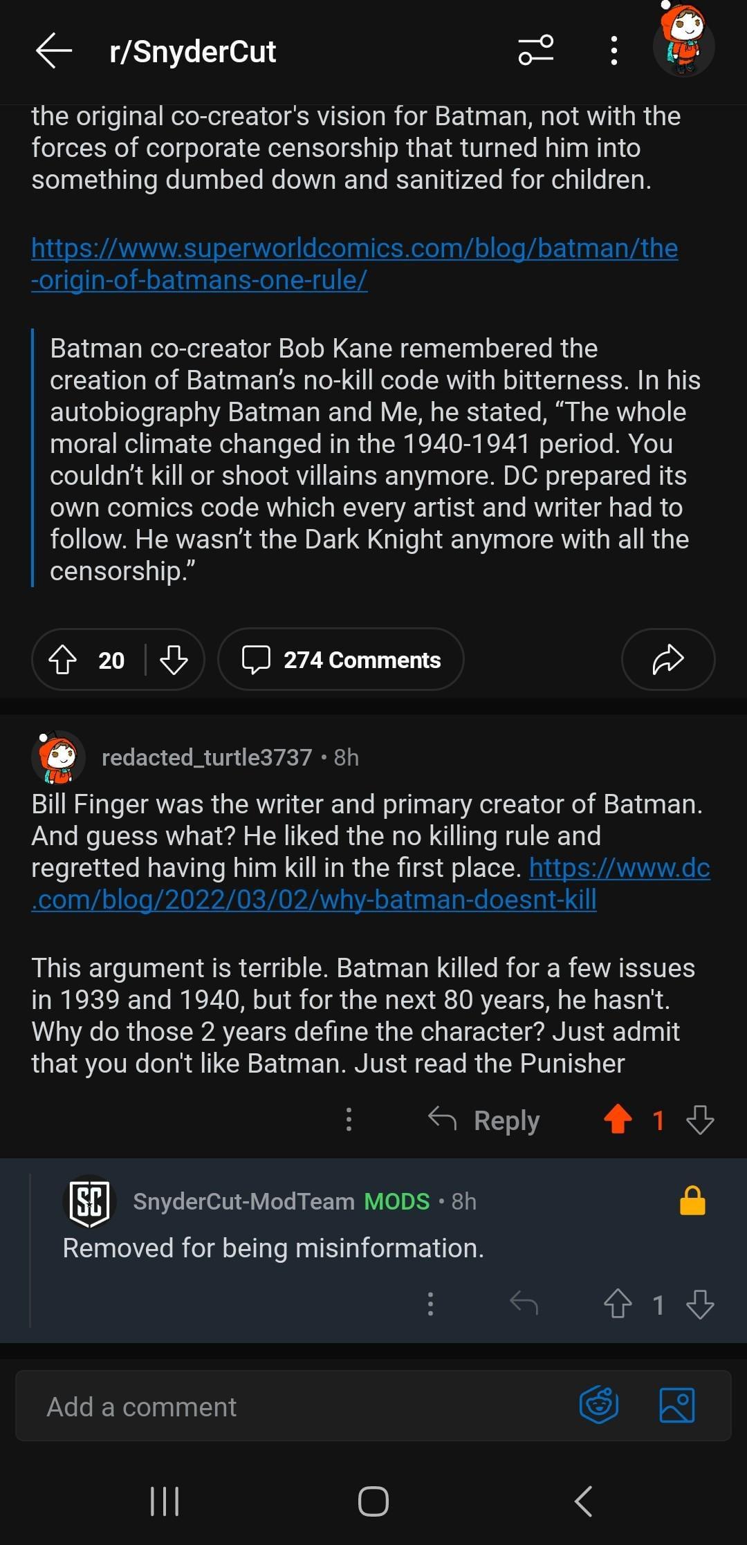 Batman Killing and Snyder Fans : r/batman