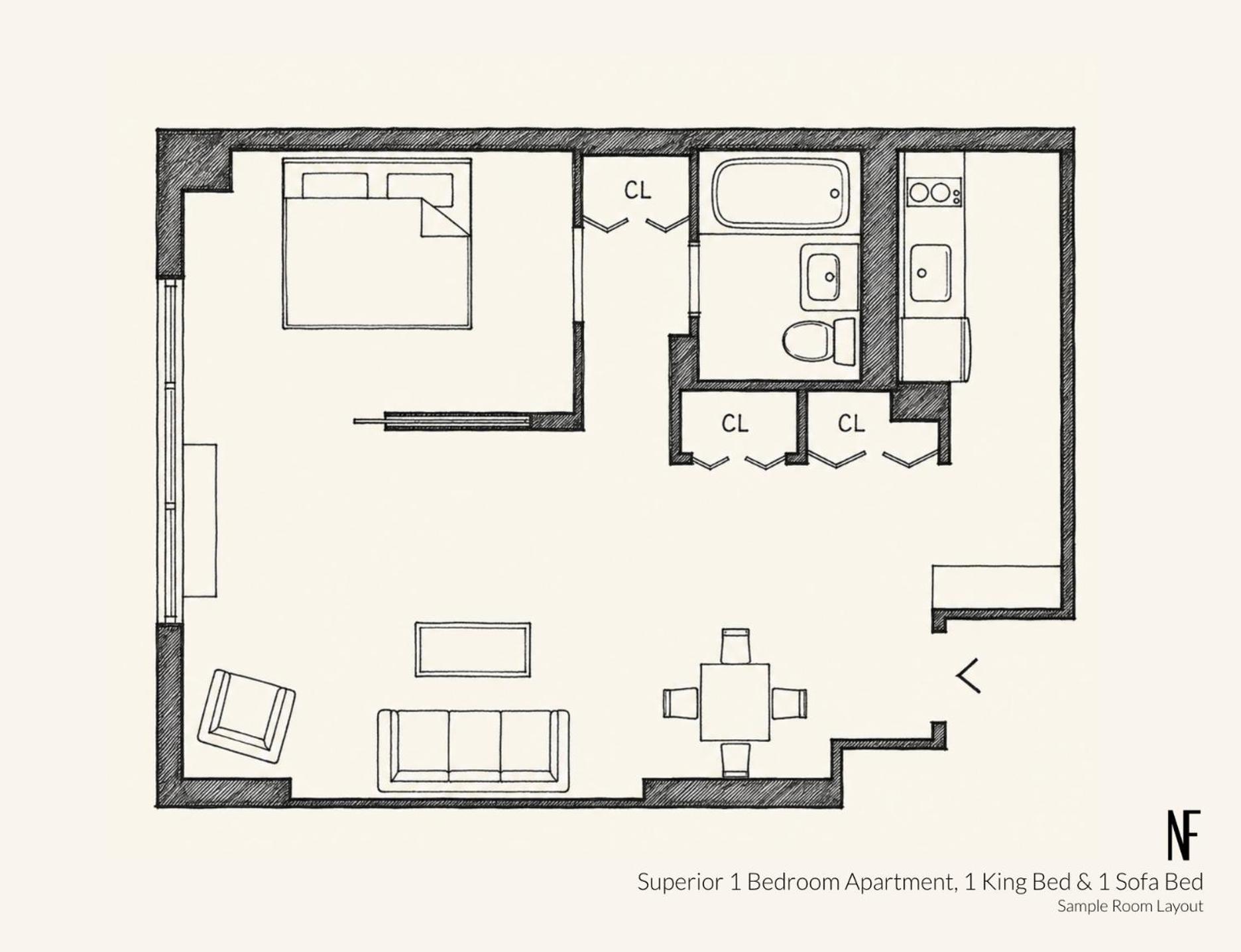One-Bedroom Superior Apartment King Sofa Bed